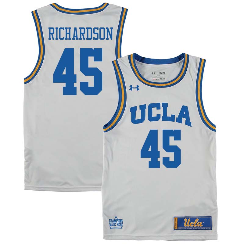 Men #45 Jerome Richardson UCLA Bruins College Basketball Jerseys Sale-White - Click Image to Close